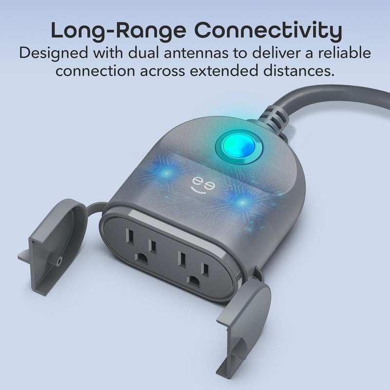 Geeni Outdoor Duo Wi-Fi Smart Plug | 2 Weatherproof Outlets, Compatible with Alexa & Google Assistant | Wireless Remote Control & Timer for Holiday Lights, Appliances, and More, 2-Pack - Image 4